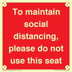 To maintain social distancing, please do not use this seat
